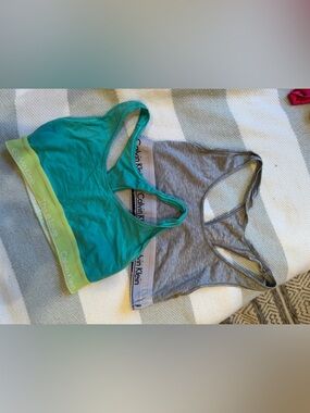 Calvin Klein Teal and Gray Racerback Bralettes